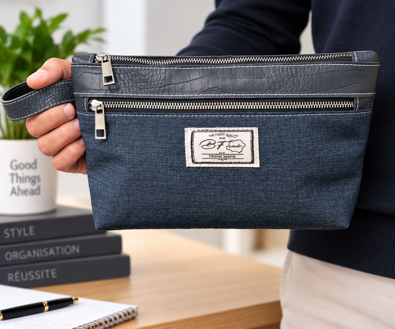 Trousse en toile Garni Cuir