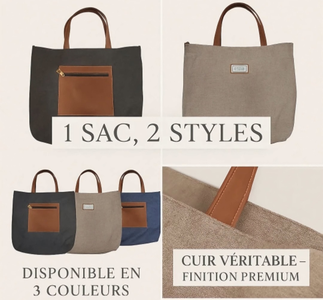 LeatherTrimmed Textile Fabric Bag - Image 3