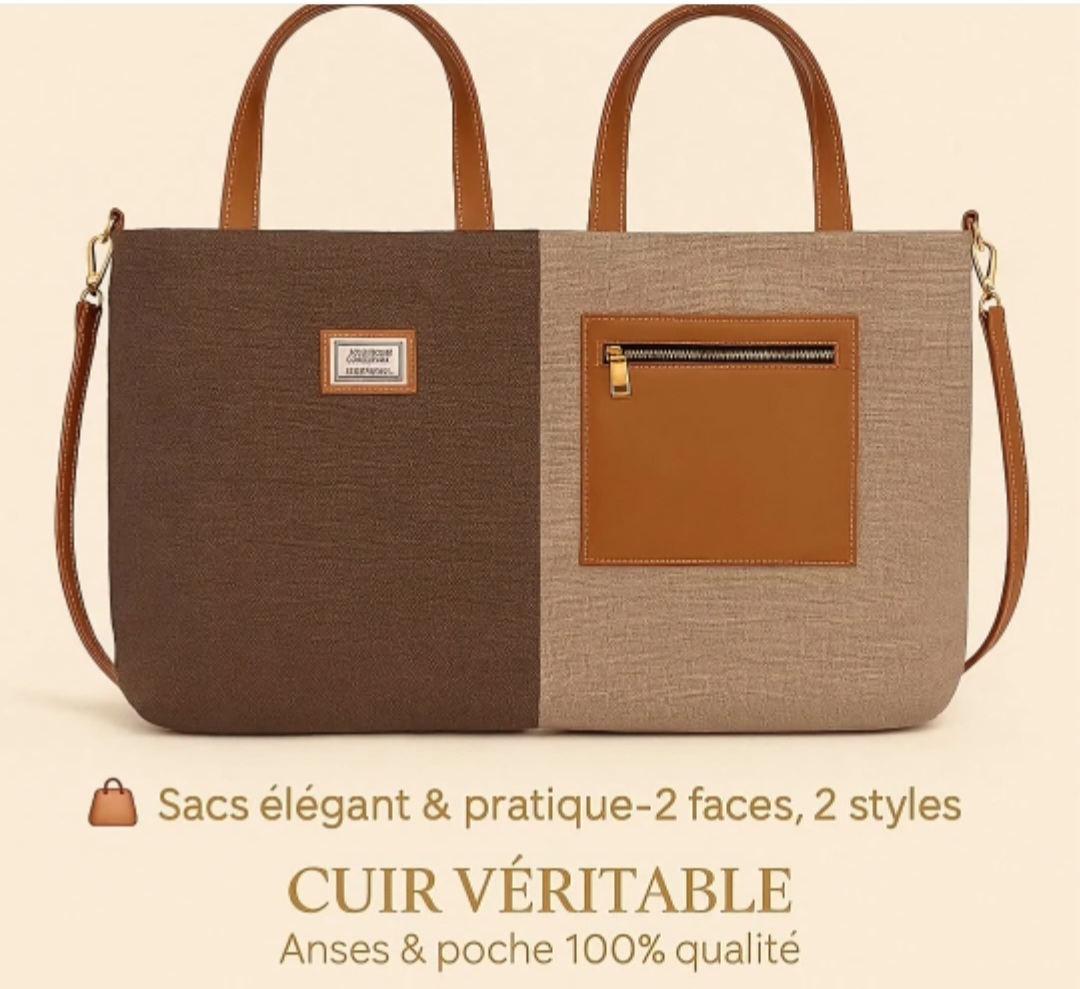 LeatherTrimmed Textile Fabric Bag - Image 4