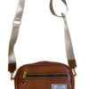 Pu crocodile crossbody bag trimmed with genuine leather