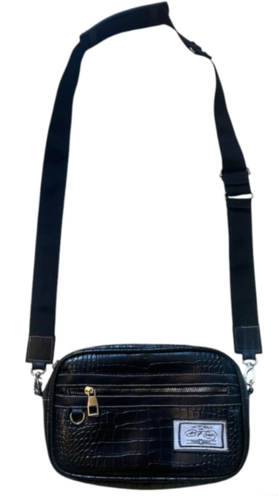 Pu crocodile crossbody bag trimmed with genuine leather - Image 2