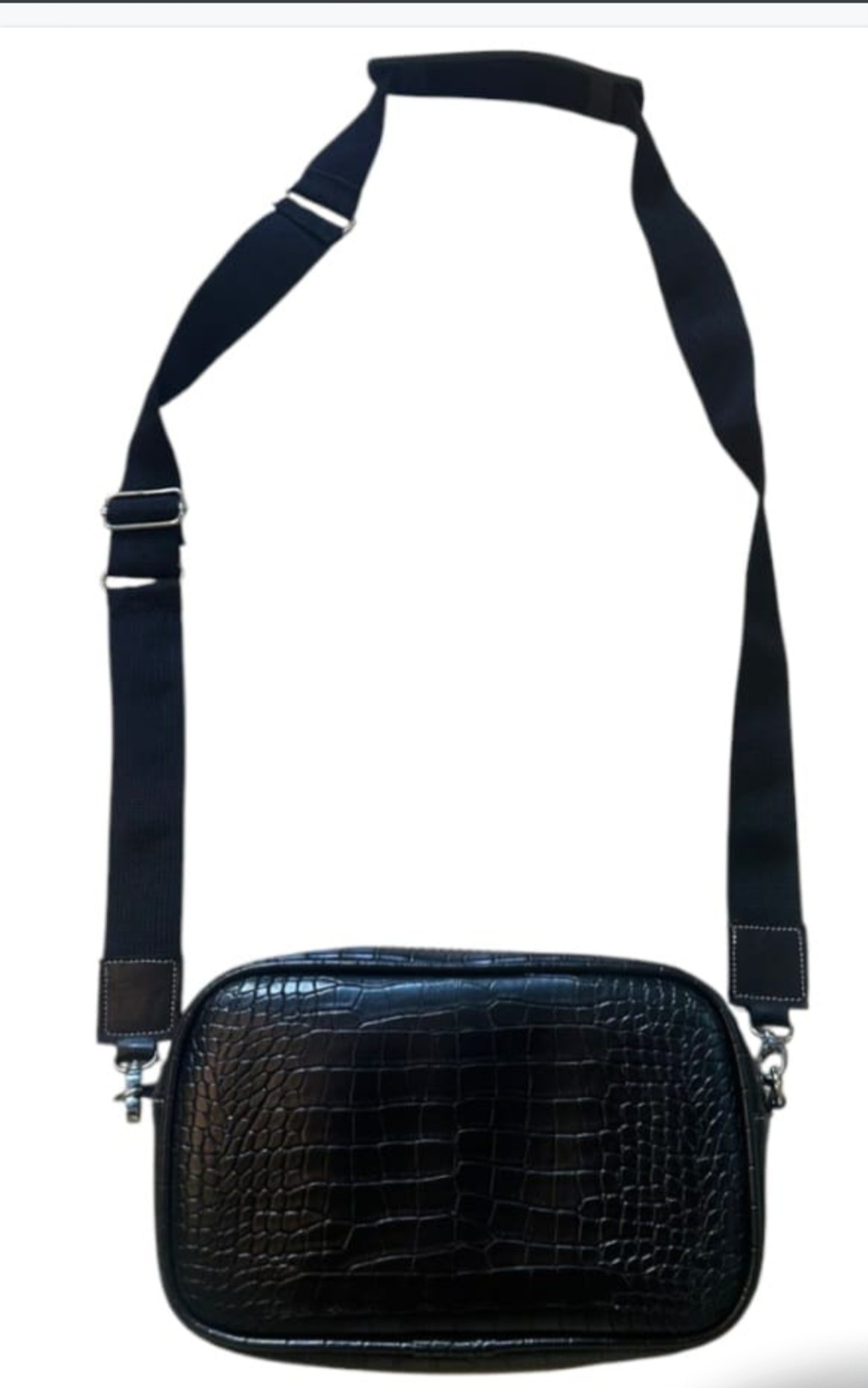 Pu crocodile crossbody bag trimmed with genuine leather - Image 3