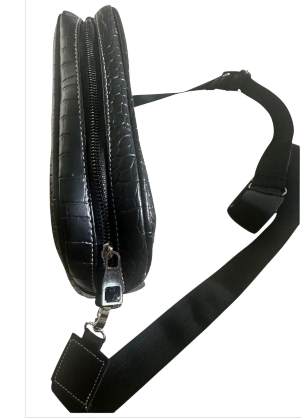 Pu crocodile crossbody bag trimmed with genuine leather - Image 4